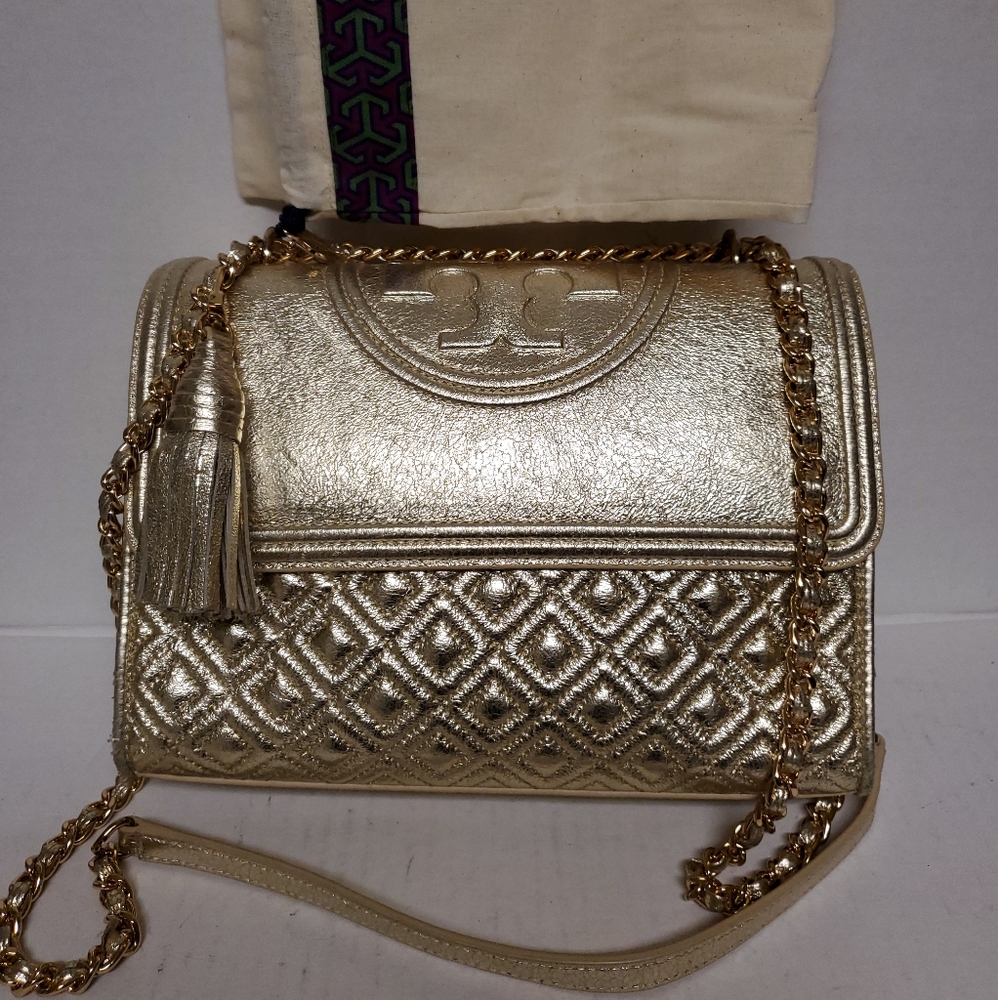 Tory Burch Convertible Bag Gold Leather